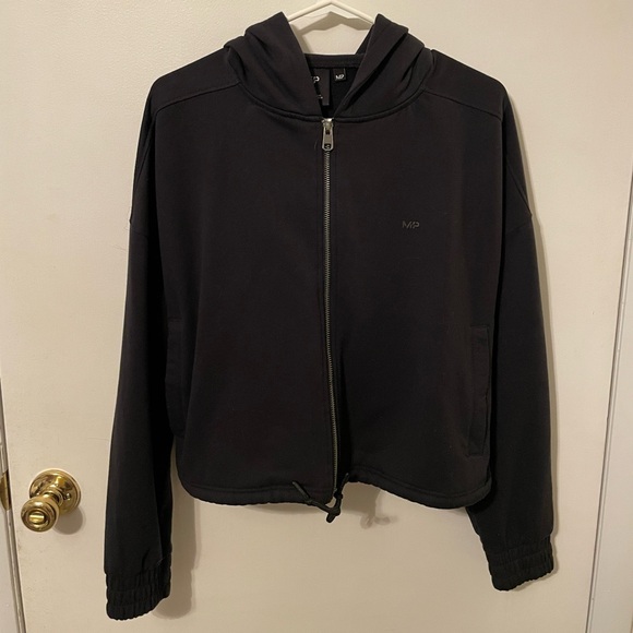 Black Cropped Zip-Up Hoodie MyProtein - Picture 1 of 5